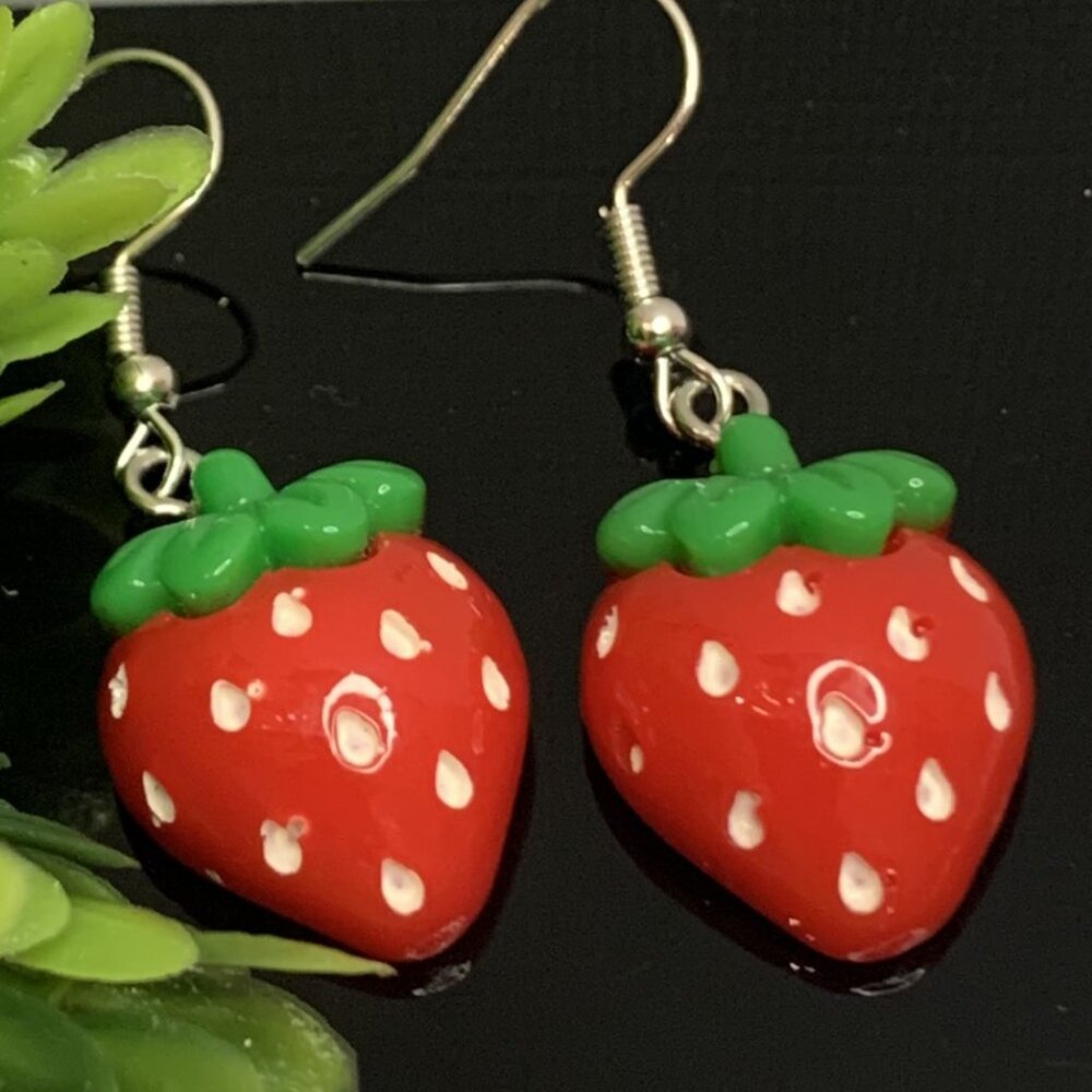 Strawberry Earring, Fruit Earring, Funny Food Earring, Berry Earring, Gift …